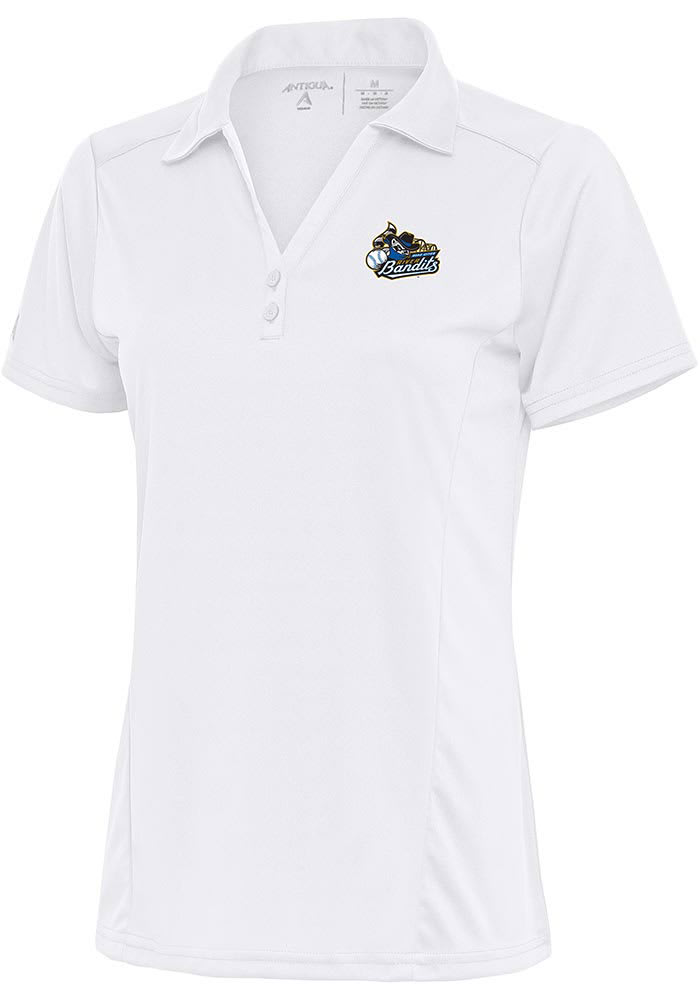 Antigua Quad Cities River Bandits White Tribute Short Sleeve Polo, White, 100% POLYESTER, Size XL, Rally House