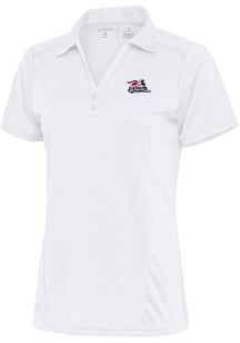 Antigua Somerset Patriots Womens White Tribute Short Sleeve Polo Shirt