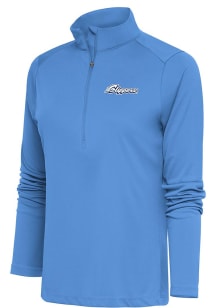 Antigua Columbus Clippers Womens Light Blue Tribute 1/4 Zip Pullover