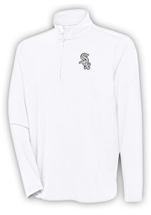 Antigua Chicago White Sox Mens White Metallic Logo Hunk Long Sleeve 1/4 Zip Pullover