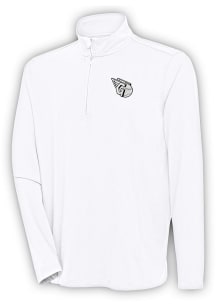 Antigua Cleveland Guardians Mens White Metallic Logo Hunk Long Sleeve 1/4 Zip Pullover