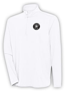 Antigua Houston Astros Mens White Metallic Logo Hunk Long Sleeve 1/4 Zip Pullover