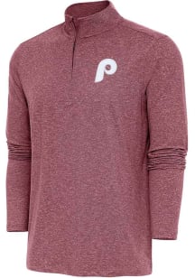 Antigua Philadelphia Phillies Mens Maroon Hunk Long Sleeve 1/4 Zip Pullover