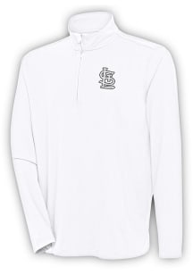 Antigua St Louis Cardinals Mens White Metallic Logo Hunk Long Sleeve 1/4 Zip Pullover