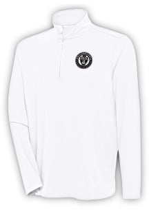 Antigua Philadelphia Union Mens White Metallic Logo Hunk Long Sleeve 1/4 Zip Pullover