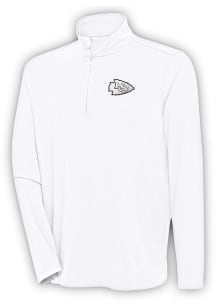 Antigua Kansas City Chiefs Mens White Metallic Logo Hunk Long Sleeve 1/4 Zip Pullover
