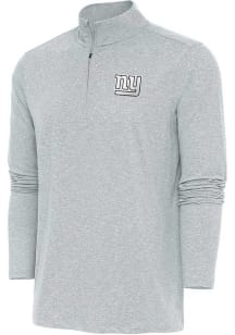 Antigua New York Giants Mens Grey Metallic Logo Hunk Long Sleeve 1/4 Zip Pullover