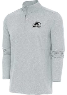 Antigua Colorado Avalanche Mens Grey Metallic Logo Hunk Long Sleeve 1/4 Zip Pullover