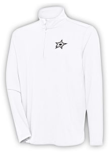 Antigua Dallas Stars Mens White Metallic Logo Hunk Long Sleeve 1/4 Zip Pullover