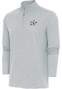 Antigua Dallas Stars Mens Grey Metallic Logo Hunk Long Sleeve 1/4 Zip Pullover
