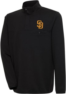 Antigua San Diego Padres Mens Black Steamer Long Sleeve 1/4 Zip Pullover