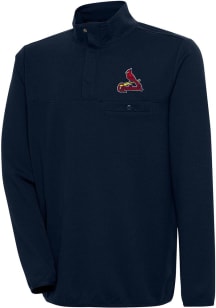 Antigua St Louis Cardinals Mens Navy Blue Steamer Long Sleeve 1/4 Zip Pullover