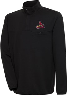Antigua St Louis Cardinals Mens Black Steamer Long Sleeve 1/4 Zip Pullover