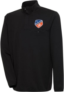 Antigua FC Cincinnati Mens Black Steamer Long Sleeve 1/4 Zip Pullover