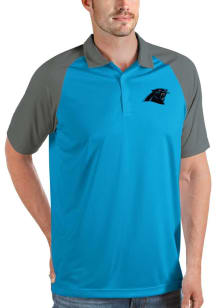 Antigua Carolina Panthers Mens Blue Nova Short Sleeve Polo