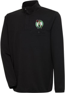 Antigua Boston Celtics Mens Black Steamer Long Sleeve 1/4 Zip Pullover