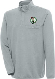 Antigua Boston Celtics Mens Grey Steamer Long Sleeve 1/4 Zip Pullover