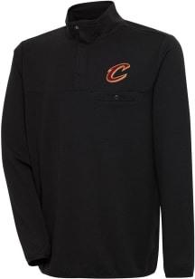 Antigua Cleveland Cavaliers Mens Black Steamer Long Sleeve 1/4 Zip Pullover