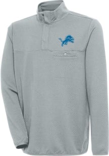 Antigua Detroit Lions Mens Grey Steamer Long Sleeve 1/4 Zip Pullover