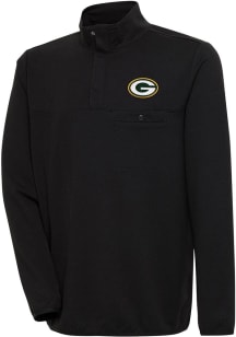 Antigua Green Bay Packers Mens Black Steamer Long Sleeve 1/4 Zip Pullover