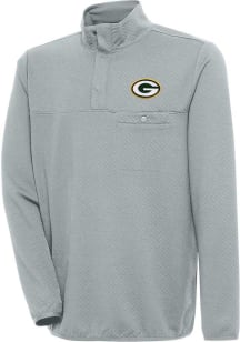 Antigua Green Bay Packers Mens Grey Steamer Long Sleeve 1/4 Zip Pullover