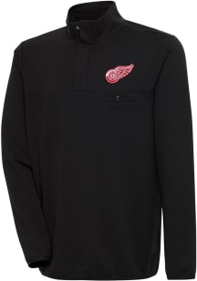 Antigua Detroit Red Wings Mens Black Steamer Long Sleeve 1/4 Zip Pullover