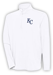 Antigua Kansas City Royals Mens White Hunk Long Sleeve 1/4 Zip Pullover
