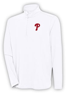 Antigua Philadelphia Phillies Mens White Hunk Long Sleeve 1/4 Zip Pullover