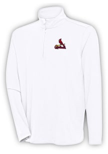 Antigua St Louis Cardinals Mens White Hunk Long Sleeve 1/4 Zip Pullover
