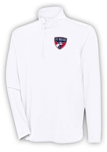 Antigua FC Dallas Mens White Hunk Long Sleeve 1/4 Zip Pullover