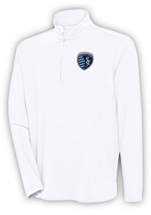 Antigua Sporting Kansas City Mens White Hunk Long Sleeve 1/4 Zip Pullover