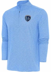 Antigua Sporting Kansas City Mens Light Blue Hunk Long Sleeve 1/4 Zip Pullover