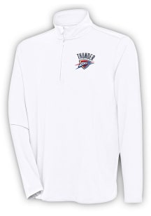 Antigua Oklahoma City Thunder Mens White Hunk Long Sleeve 1/4 Zip Pullover