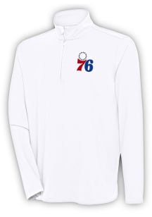 Antigua Philadelphia 76ers Mens White Hunk Long Sleeve 1/4 Zip Pullover