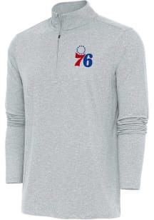 Antigua Philadelphia 76ers Mens Grey Hunk Long Sleeve 1/4 Zip Pullover