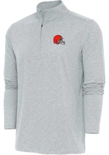 Antigua Cleveland Browns Mens Grey Hunk Long Sleeve 1/4 Zip Pullover