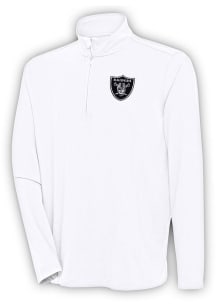 Antigua Las Vegas Raiders Mens White Hunk Long Sleeve 1/4 Zip Pullover