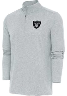 Antigua Las Vegas Raiders Mens Grey Hunk Long Sleeve 1/4 Zip Pullover