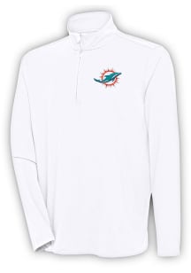 Antigua Miami Dolphins Mens White Hunk Long Sleeve 1/4 Zip Pullover