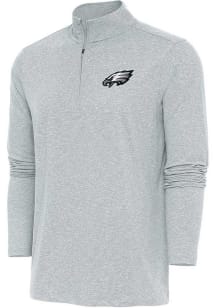 Antigua Philadelphia Eagles Mens Grey Hunk Long Sleeve 1/4 Zip Pullover