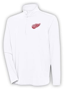 Antigua Detroit Red Wings Mens White Hunk Long Sleeve 1/4 Zip Pullover