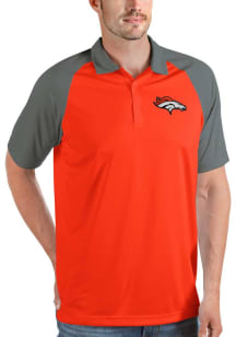 Antigua Denver Broncos Mens Orange Nova Short Sleeve Polo