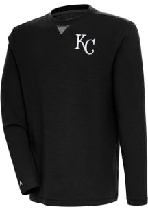 Antigua Kansas City Royals Mens Black Flier Bunker Long Sleeve Crew Sweatshirt