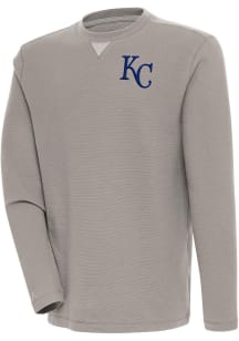 Antigua Kansas City Royals Mens Oatmeal Flier Bunker Long Sleeve Crew Sweatshirt
