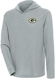 Antigua Green Bay Packers Mens Grey Strong Hold Long Sleeve Hoodie