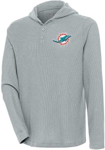 Antigua Miami Dolphins Mens Grey Strong Hold Long Sleeve Hoodie