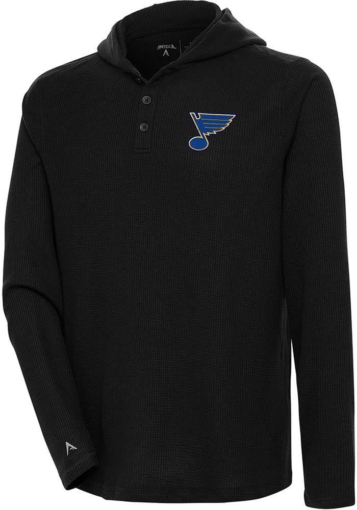 Antigua St Louis Blues Black Strong Hold Long Sleeve Hoodie, Black, 100% POLYESTER, Size 2XL, Rally House