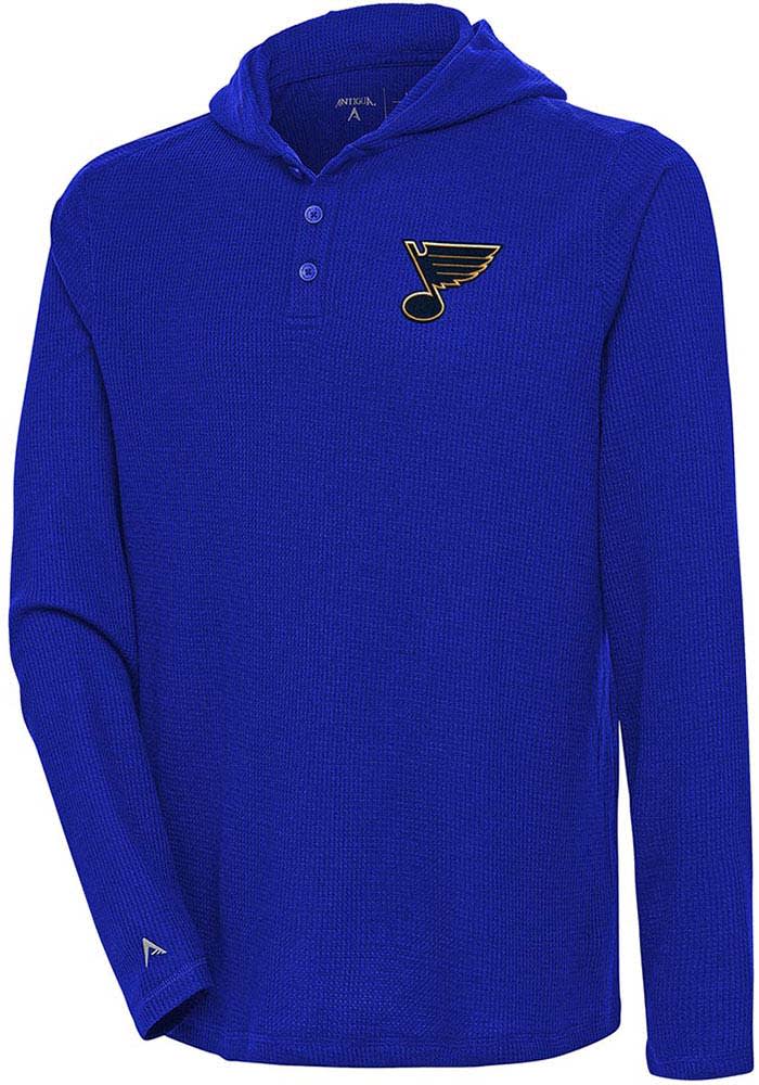 Antigua St Louis Blues Blue Strong Hold Long Sleeve Hoodie, Blue, 100% POLYESTER, Size M, Rally House