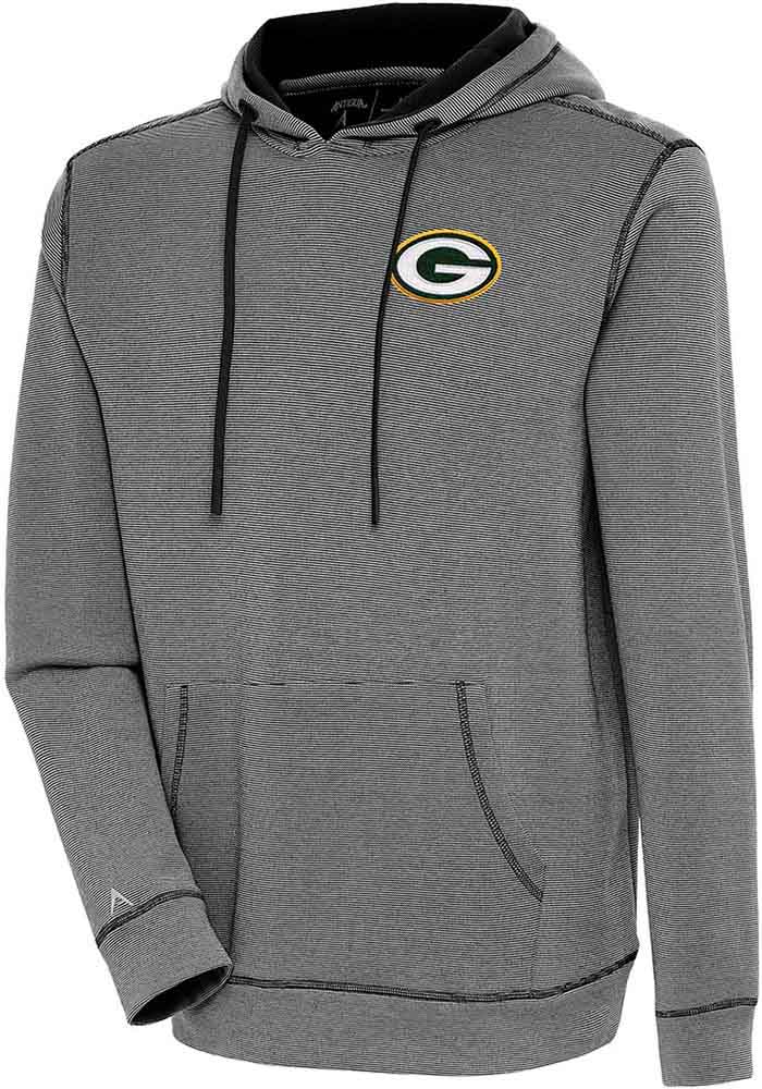 Antigua Green Bay Packers Black Axe Bunker Long Sleeve Hoodie, Black, 86% Cotton / 11% Polyester / 3% SPANDEX, Size 2XL, Rally House