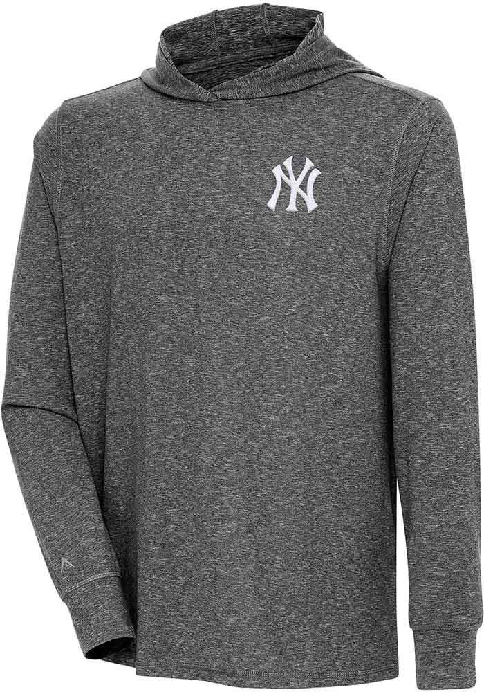 Antigua New York Yankees Black Strong Hold Long Sleeve Hoodie, Black, 100% POLYESTER, Size M, Rally House